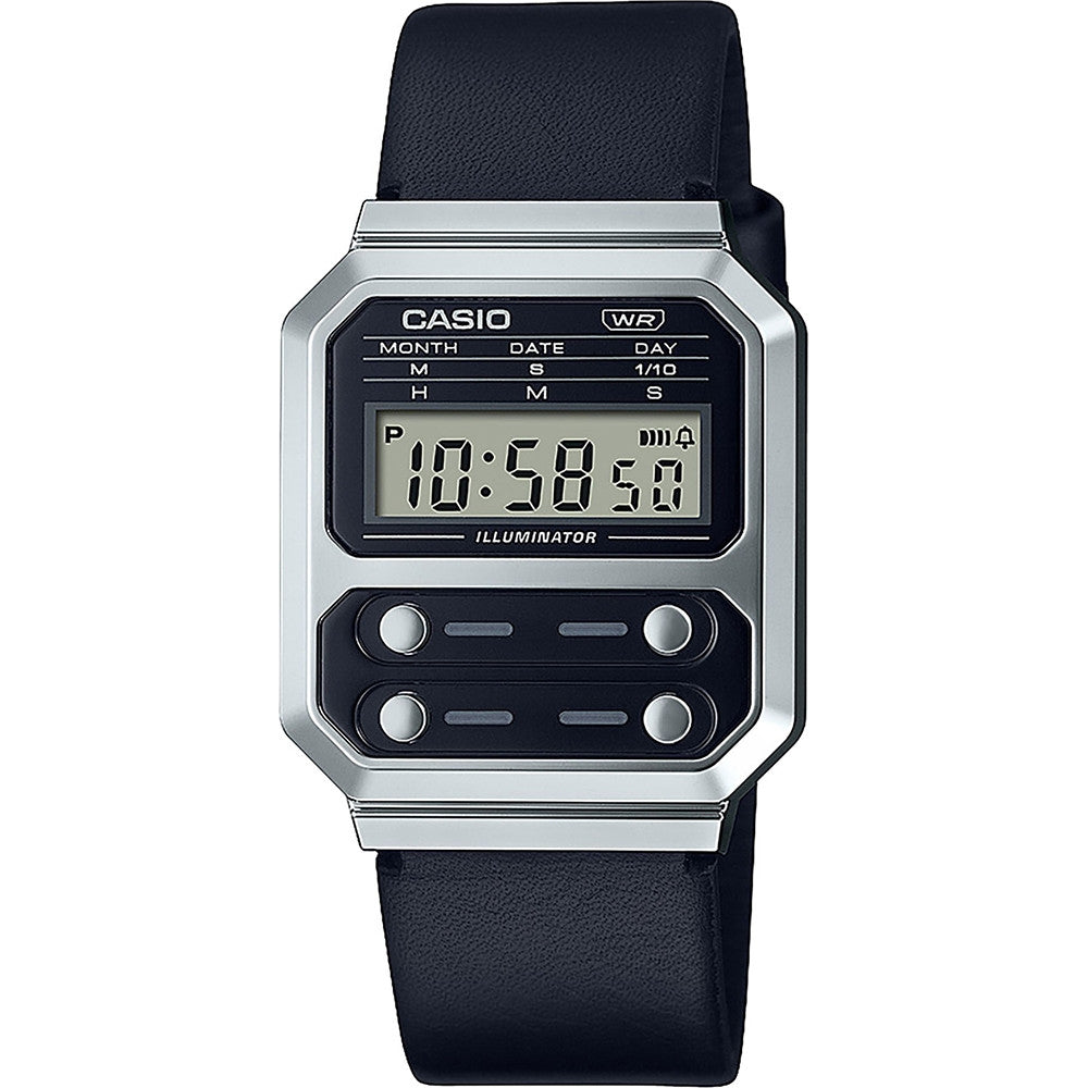 CASIO VINTAGE modelis EDGY COLLECTION LEATHER - BLACK