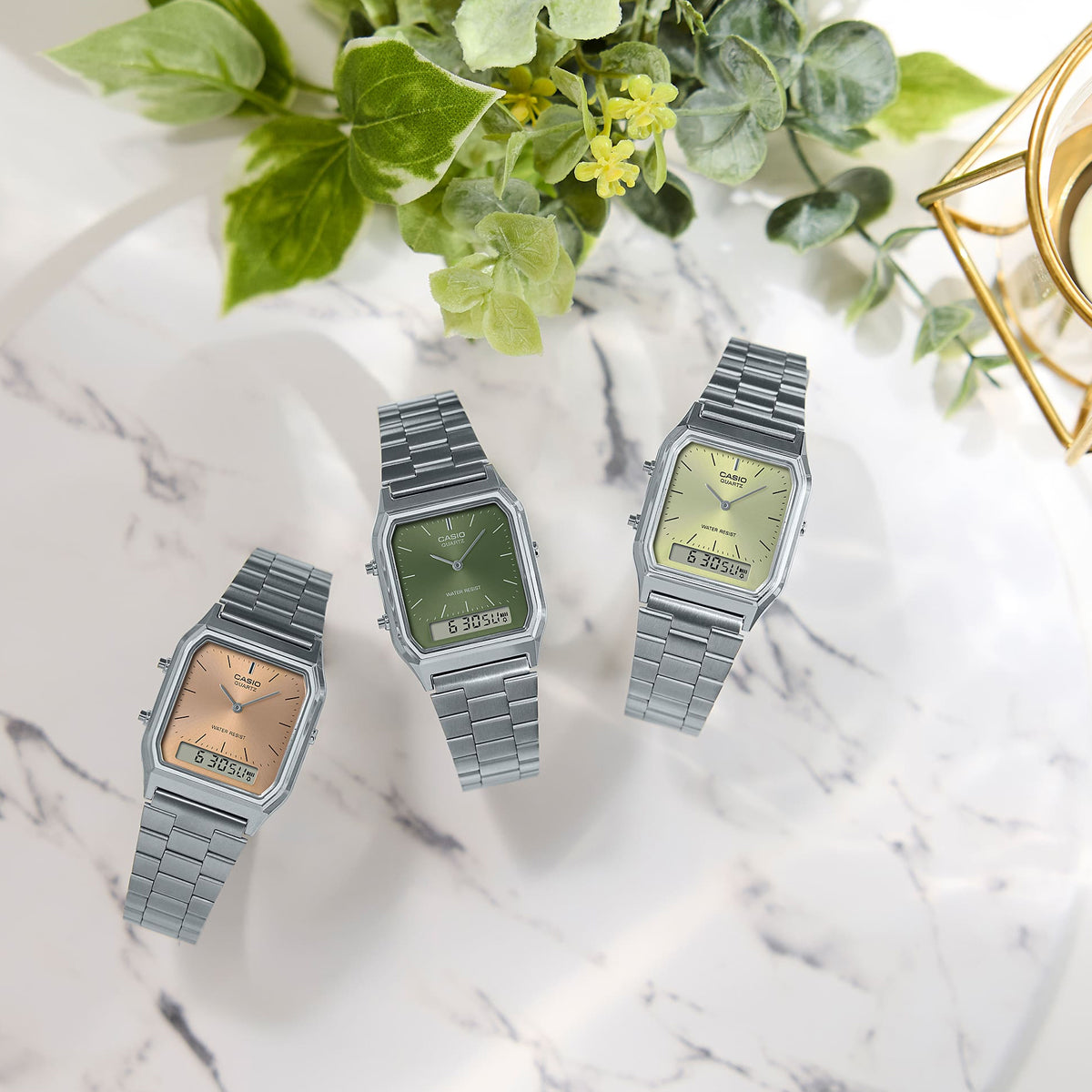 CASIO VINTAGE modelis EDGY COLLECTION SUNRAY DIAL - GREEN MOSS