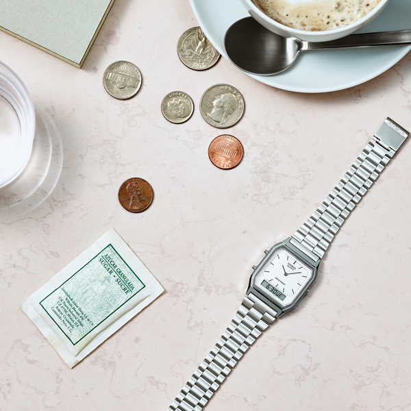 CASIO VINTAGE modelis EDGY COLLECTION SUNRAY DIAL - SILVER