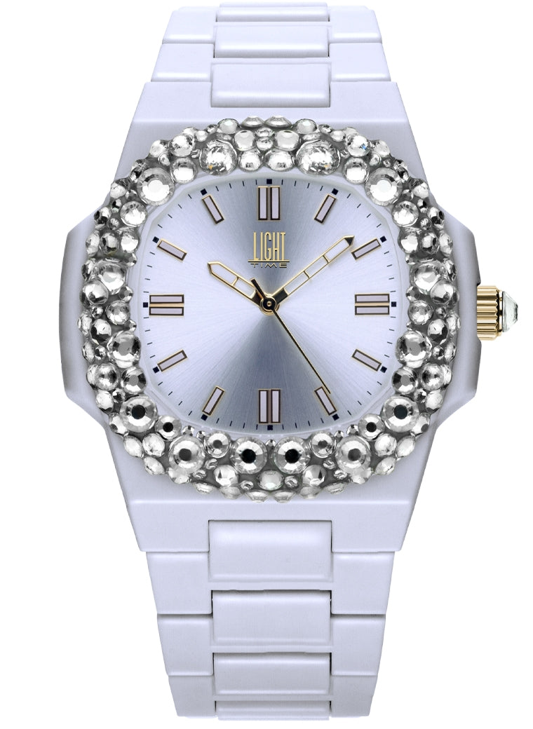 LIGHT TIME modelis VELVET NAUTILUS - White Clear Strass