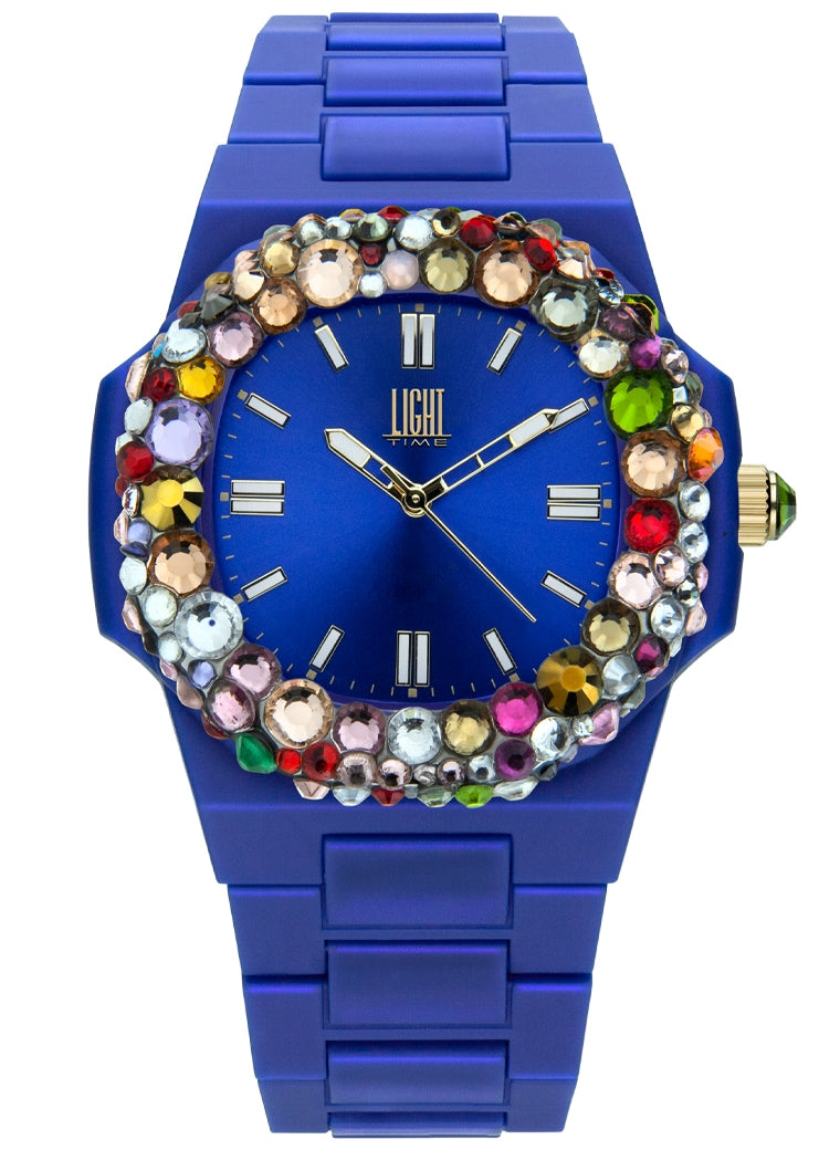 LIGHT TIME modelis VELVET NAUTILUS - Blue Rainbow Strass