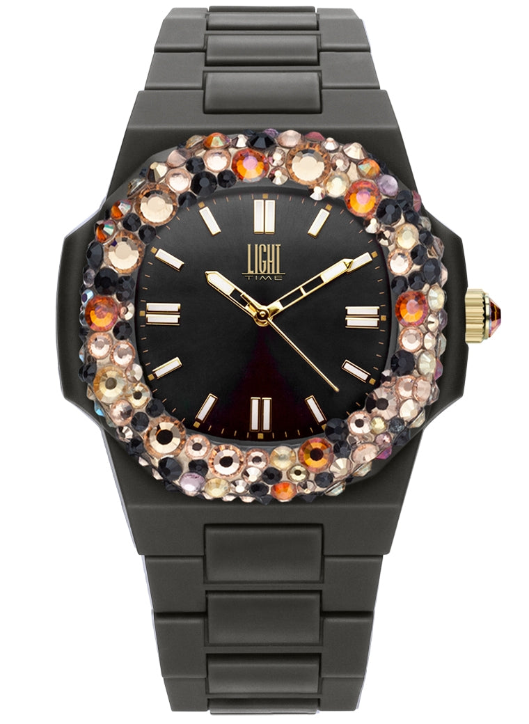 LIGHT TIME modelis VELVET NAUTILUS - Black Rainbow Strass