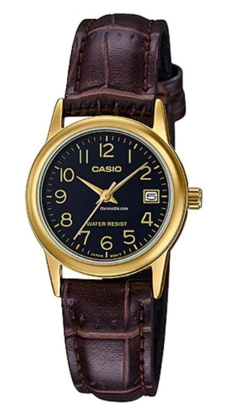 CASIO COLLECTION modelis Feminine DATE GOLD, LEATHER - BLACK