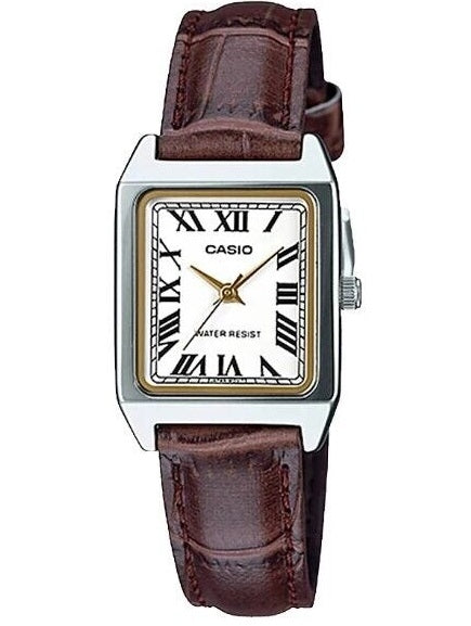 CASIO COLLECTION modelis Feminine TANK, ALLOY, LEATHER - WHITE