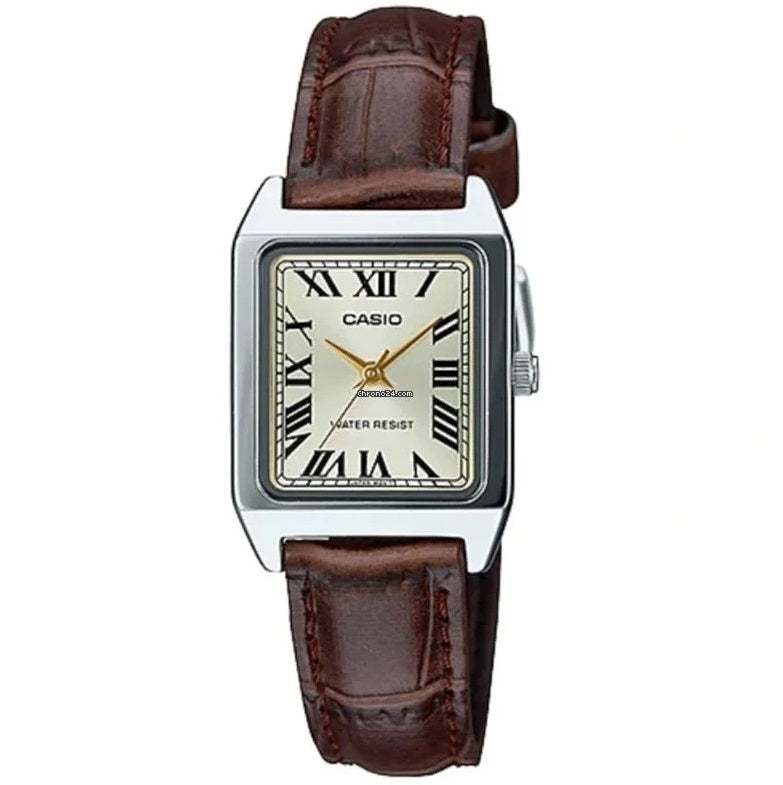 CASIO COLLECTION modelis Feminine TANK, ALLOY, LEATHER - CHAMPAGNE
