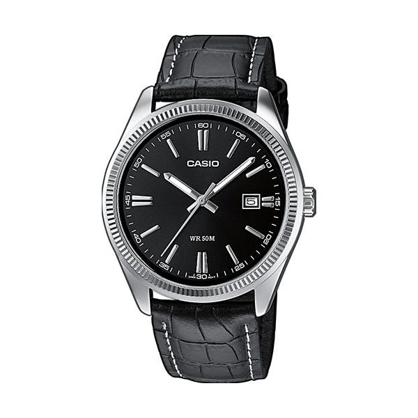 CASIO COLLECTION modelis DATE, LEATHER - BLACK