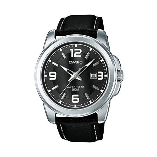 CASIO COLLECTION modelis BOLD DATE, LEATHER - BLACK