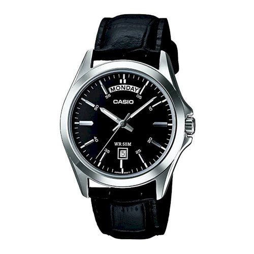 CASIO COLLECTION modelis DAY DATE LEATHER - BLACK