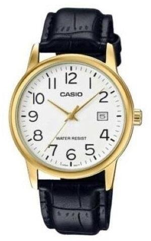 CASIO COLLECTION modelis DATE GOLD, LEATHER - WHITE