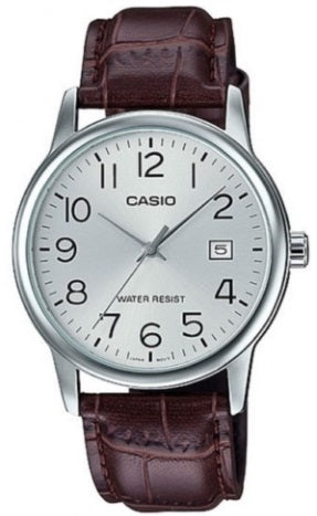 CASIO COLLECTION model DATE, LEATHER - SILVER