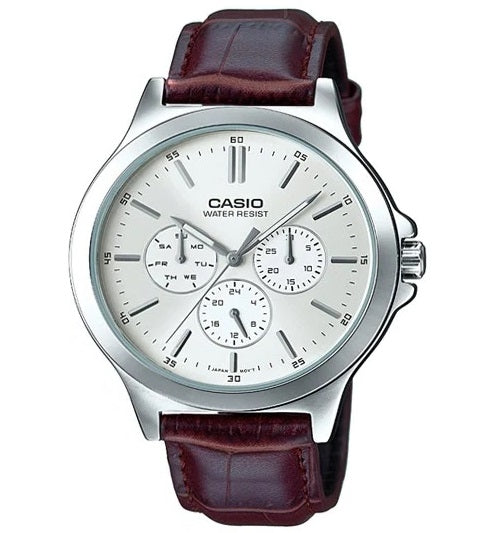 CASIO COLLECTION modelis MULTIFUNCTION SILVER, Leather