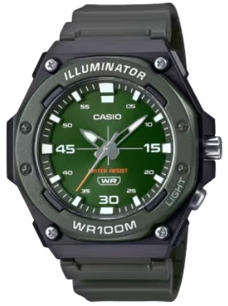 CASIO SPORT modelis DIVER - ILLUMINATOR WR 100MT - ARMY GREEN