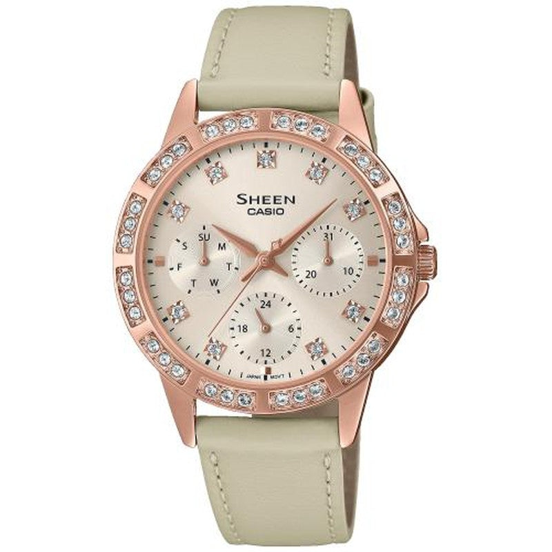 CASIO SHEEN modelis Feminine CRYSTAL PINK, GOLD, LEATHER