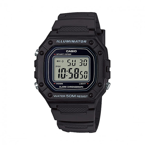 CASIO TIMELESS COLLECTION modelis SPORT ILLUMINATOR WR 50M, ALARM, CHRONOGRAPH - BLACK