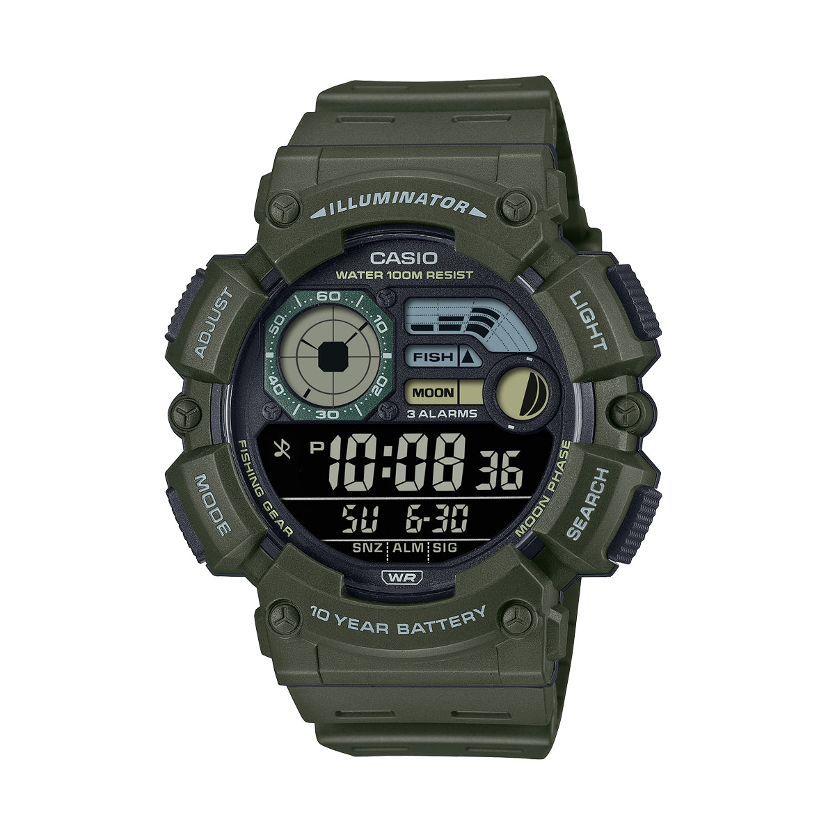 CASIO SPORT modelis ILLUMINATOR 10 YEARS BATTERY - ARMY GREEN
