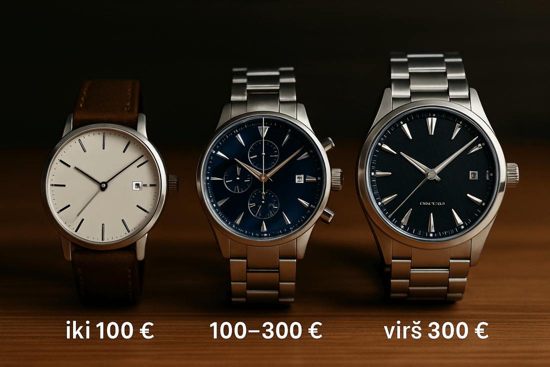 Laikrodžiai dovanai pagal kainą: iki 100 €, 100–300 € ir virš 300 €