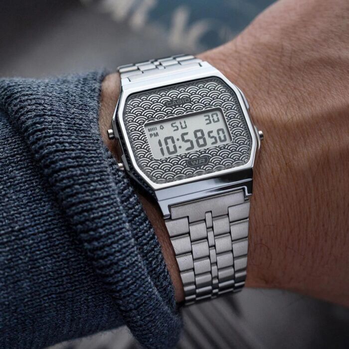 CASIO VINTAGE modelis ICONIC - TRADITIONAL SEIGAIHA PATTERN Limited Edition - GREY