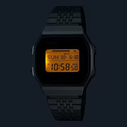 CASIO VINTAGE modelis BLUETOOTH® SMARTPHONE LINK - BLACK - built-in accelerometer senses body movements + steps counter - ALL BLACK