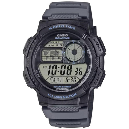 CASIO SPORT DIVER - WORLD TIME ILLUMINATOR 5 ALARMS, 10 YEARS BATTERY AE-1000W-8AVEF