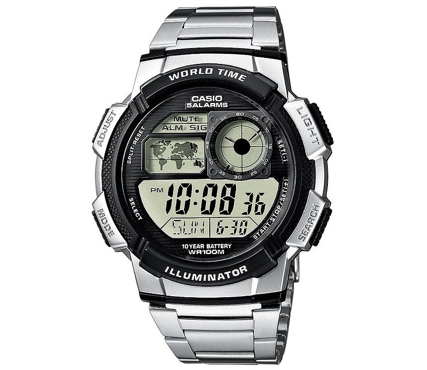 CASIO SPORT modelis DIVER - WORLD TIME ILLUMINATOR - 5 ALARMS, 10 YEARS BATTERY - BLACK
