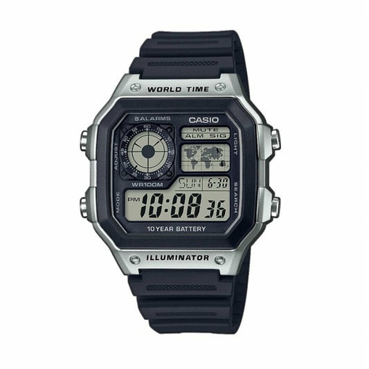 CASIO SPORT modelis DIVER - WORLD TIME ILLUMINATOR 5 ALARMS - FUTURE CLASSIC COLLECTION - BLACK SILVER