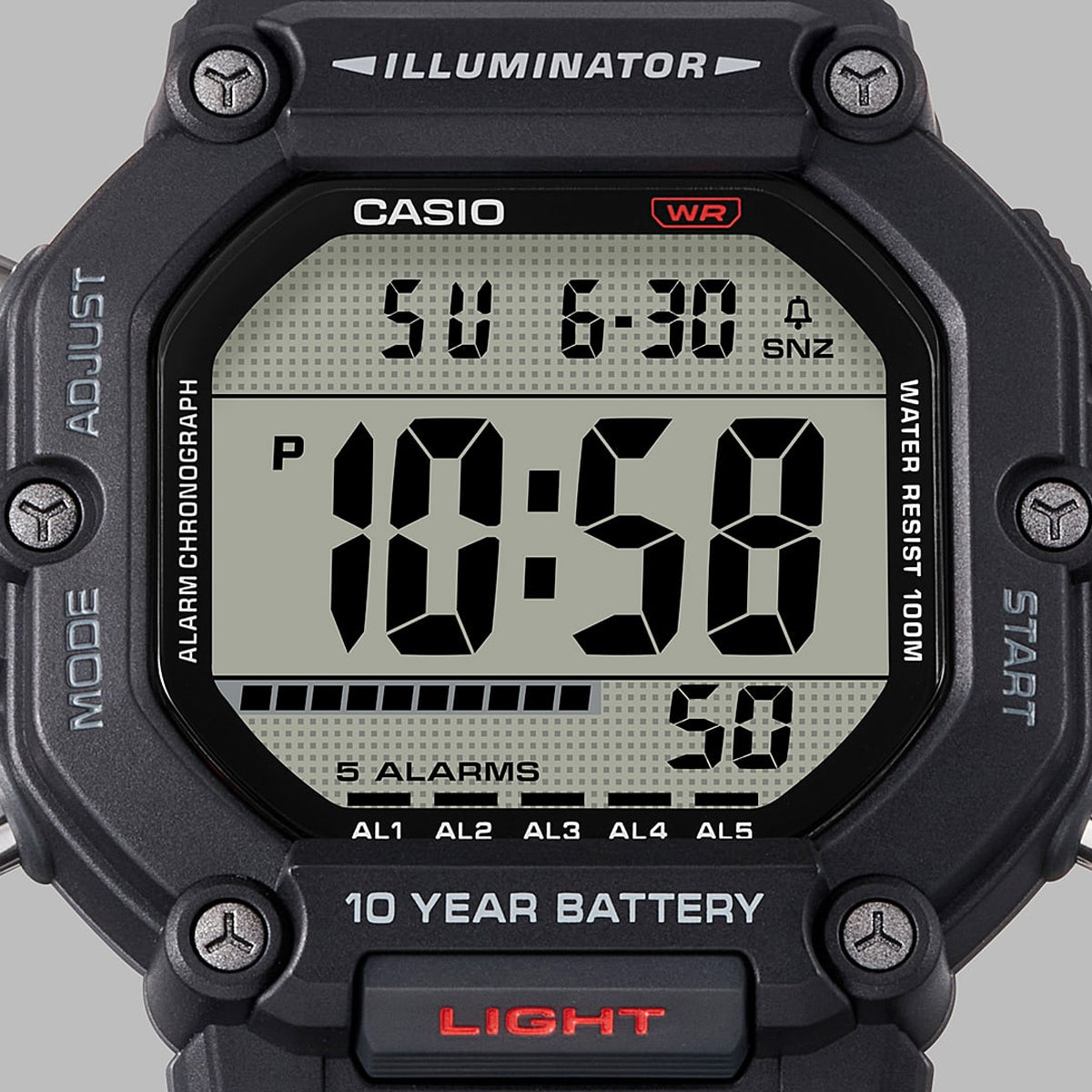 CASIO SPORT COLLECTION modelis OVERSIZE 10 YEARS BATTERY - BLACK