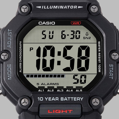 CASIO SPORT COLLECTION modelis OVERSIZE 10 YEARS BATTERY - BLACK