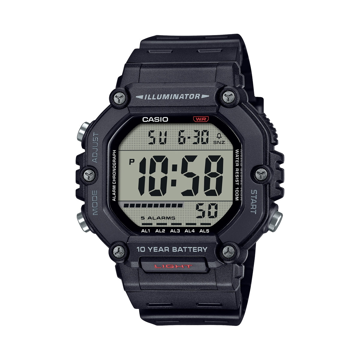 CASIO SPORT COLLECTION modelis OVERSIZE 10 YEARS BATTERY - BLACK