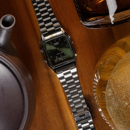 CASIO VINTAGE modelis EDGY COLLECTION SUNRAY DIAL - GREEN MOSS