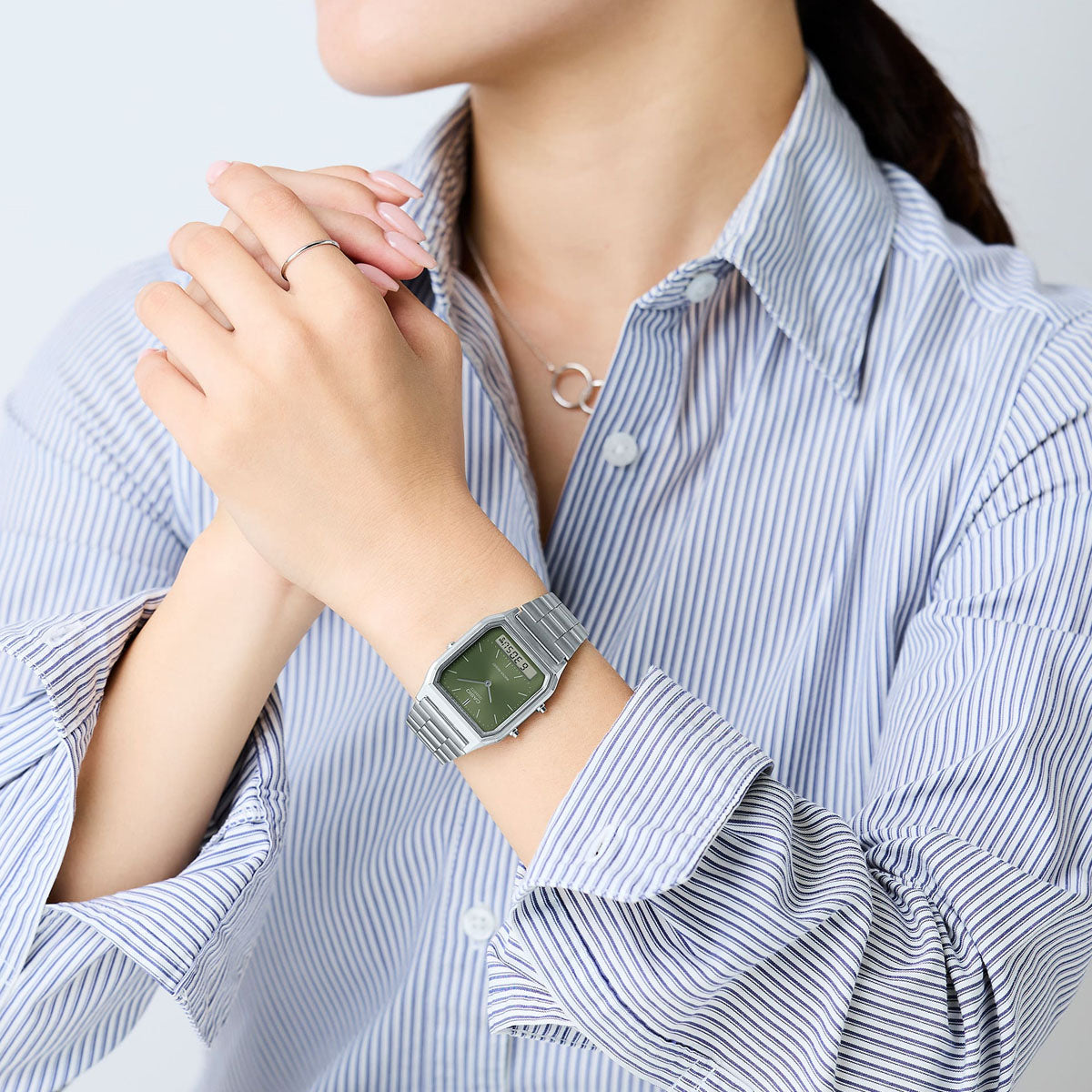 CASIO VINTAGE modelis EDGY COLLECTION SUNRAY DIAL - GREEN MOSS