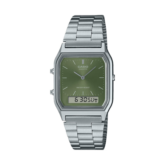 CASIO VINTAGE modelis EDGY COLLECTION SUNRAY DIAL - GREEN MOSS