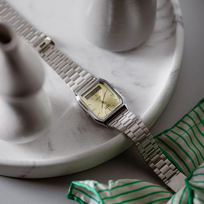 CASIO VINTAGE modelis EDGY COLLECTION SUNRAY DIAL - GREEN LEMON