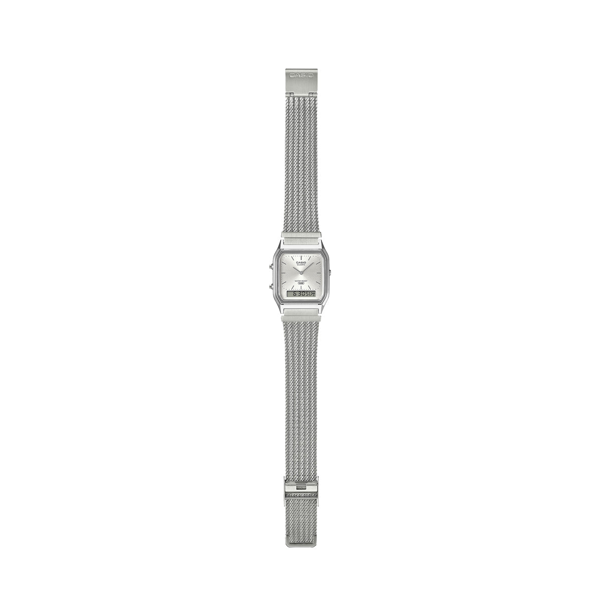 CASIO VINTAGE EDGY COLLECTION SUNRAY DIAL - MESH STRAP, SILVER AQ-230EM-7AEF