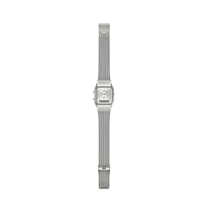 CASIO VINTAGE EDGY COLLECTION SUNRAY DIAL - MESH STRAP, SILVER AQ-230EM-7AEF