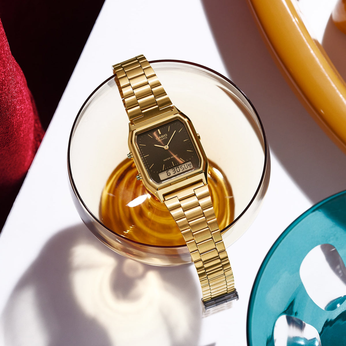 CASIO VINTAGE EDGY COLLECTION SUNRAY DIAL, GOLD - BLACK AQ-230GA-5AMQYES