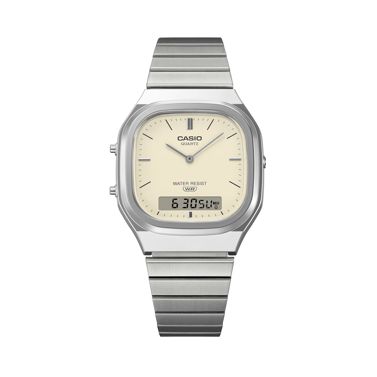 CASIO VINTAGE EDGY ROUNDED SQUARE - SILVER AQ-240E-7A2EF