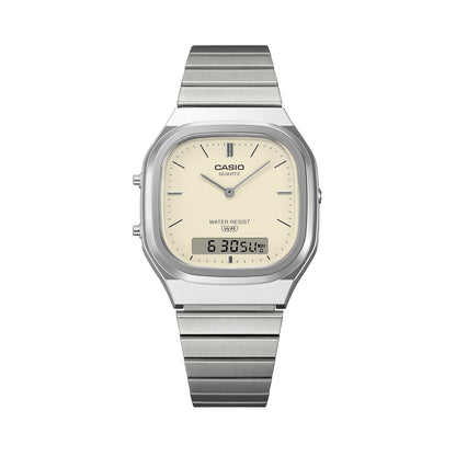 CASIO VINTAGE EDGY ROUNDED SQUARE - SILVER AQ-240E-7A2EF