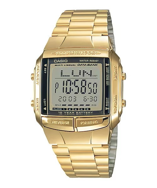 CASIO VINTAGE modelis DATA BANK - ILLUMINATOR, TELEMEMO, 10 YEAR BATTERY - GOLD