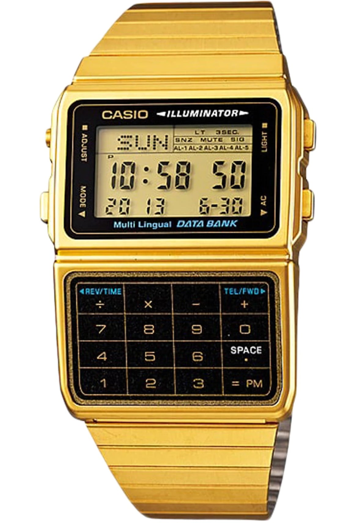 CASIO VINTAGE modelis DATABANK CALCULATOR, GOLD - BLACK