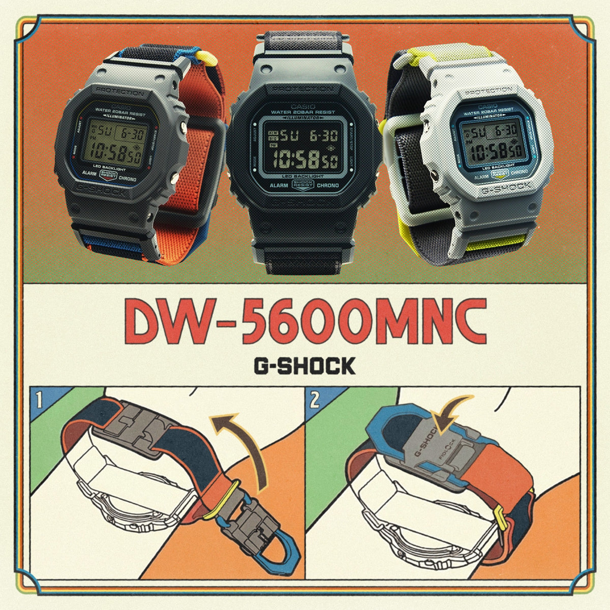 CASIO G-SHOCK modelis THE ORIGIN - MAGNETIC CLAP STRAP SERIE - GREY