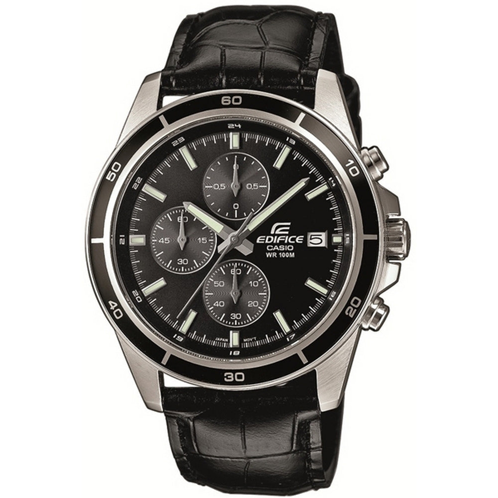 CASIO EDIFICE CLASSIC CHRONOGRAPH, LEATHER - BLACK EFR-526L-1AVUEF