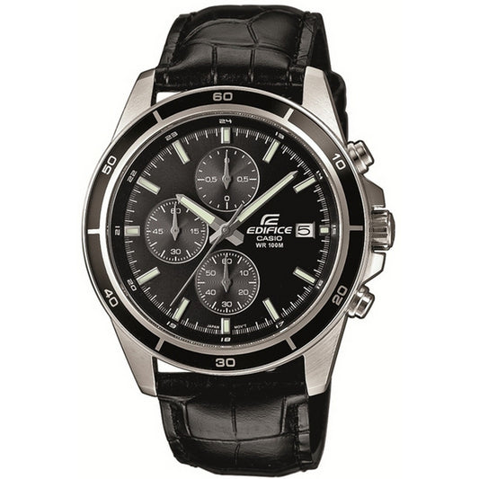 CASIO EDIFICE CLASSIC CHRONOGRAPH, LEATHER - BLACK EFR-526L-1AVUEF