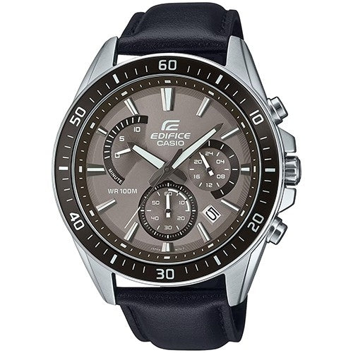 CASIO EDIFICE modelis RETROGRADE CHRONOGRAPH XL LEATHER - TAN BLACK