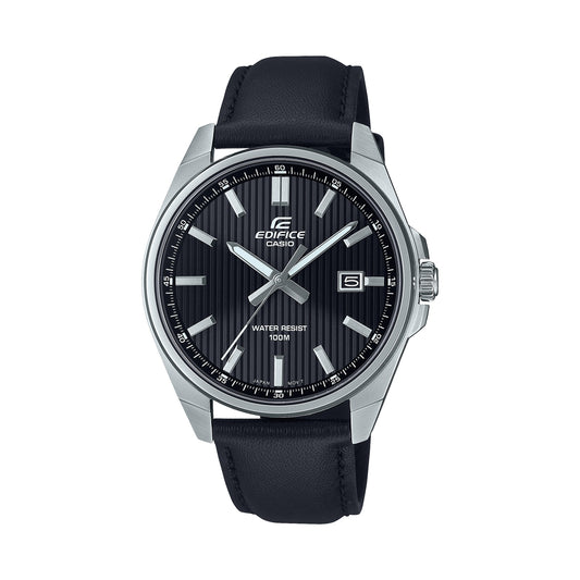 CASIO EDIFICE modelis CLASSIC DATE - LEATHER, BLACK