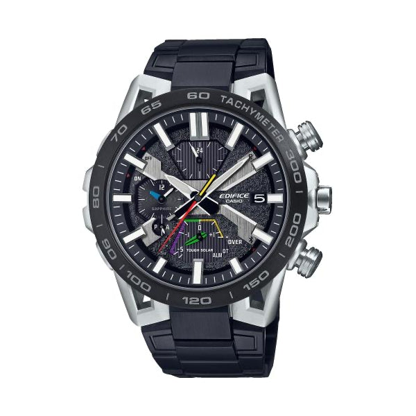CASIO EDIFICE SOSPENSIONE modelis RACING MULTICOLOR BLUETOOTH® ION-PLATED STRAP TOUGH SOLAR