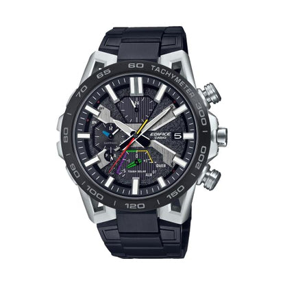 CASIO EDIFICE SOSPENSIONE modelis RACING MULTICOLOR BLUETOOTH® ION-PLATED STRAP TOUGH SOLAR