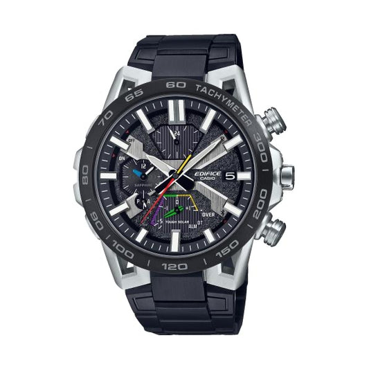 CASIO EDIFICE SOSPENSIONE modelis RACING MULTICOLOR BLUETOOTH® ION-PLATED STRAP TOUGH SOLAR