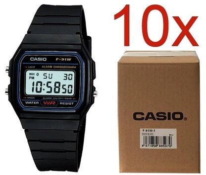 CASIO VINTAGE F-91W-1YEG **PACK 10 PCS** F-91W-1YEG-10