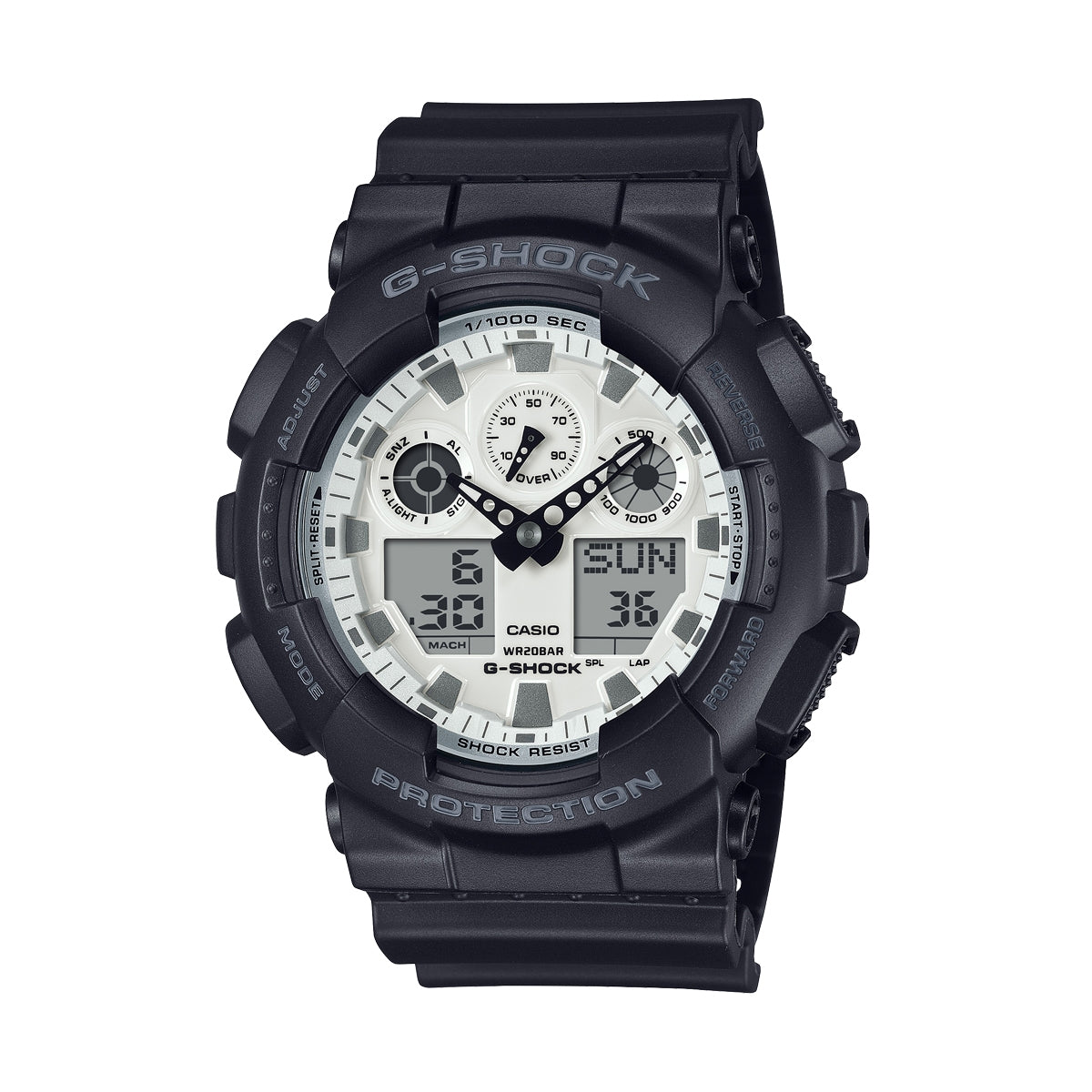 CASIO G-SHOCK OVERSIZE - BLACK AND BRILLIANT WHITE СЕРИЯ GA-100WD-1AER