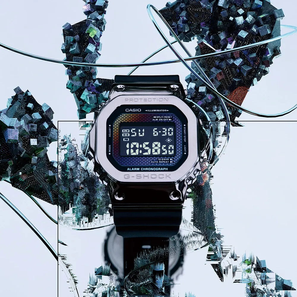 CASIO G-SHOCK modelis THE ORIGIN METAL COVERED -  RAINBOW BRICK WALL SERIE